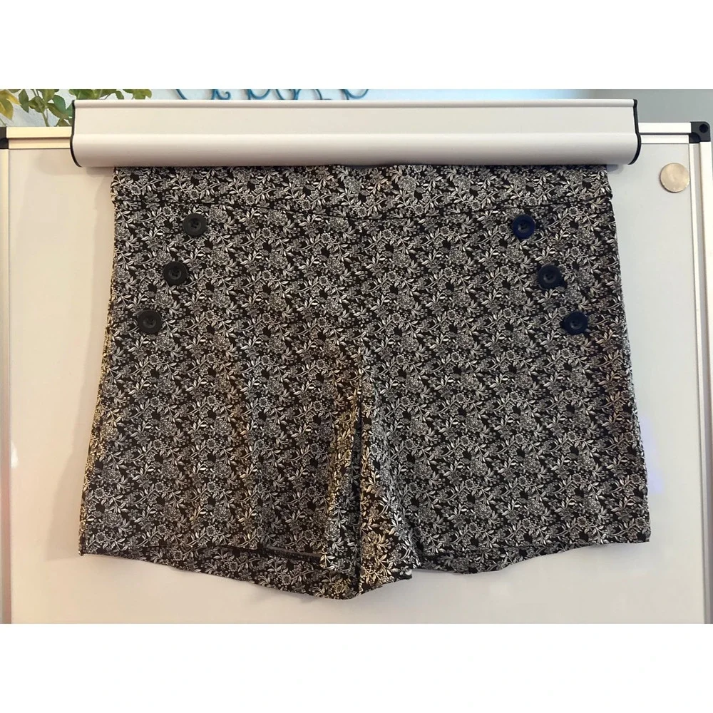 NYCC New York Clothing Co Floral Sailor Shorts‎ Black White High Waist Womens 14